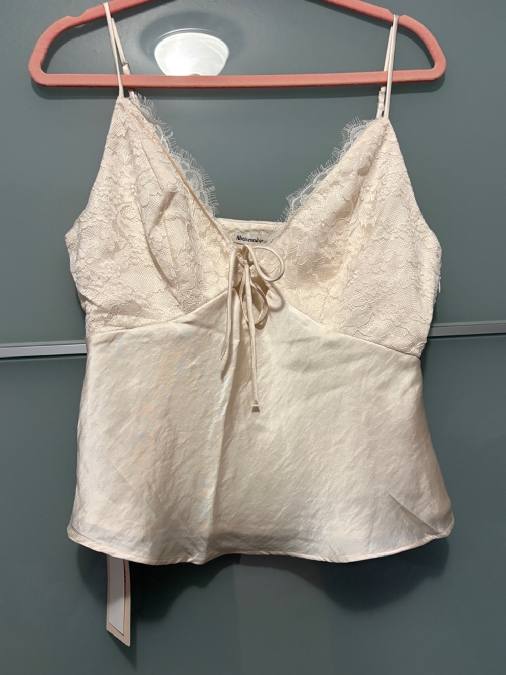 Abercrombie & Fitch Ivory Lace-Trim Satin Cami - Picture 2 of 3